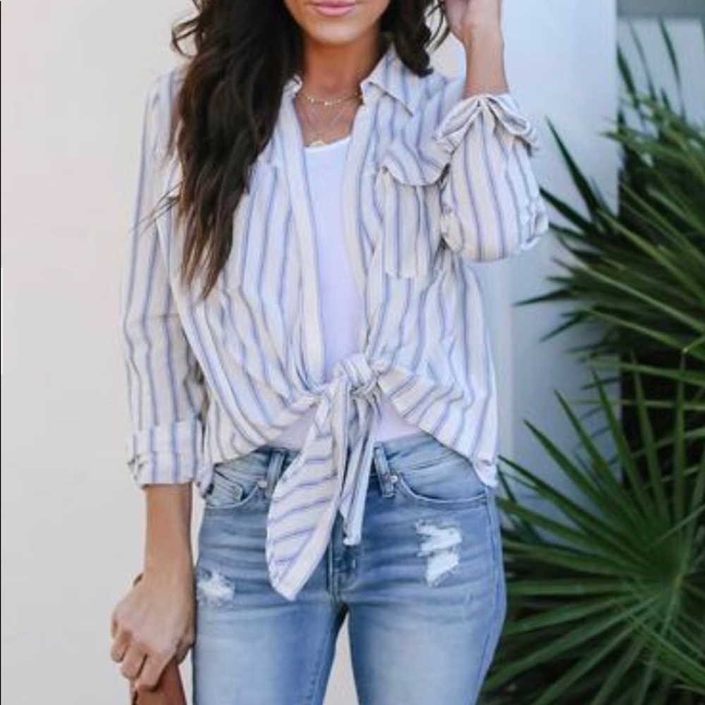 Striped Cotton Tie Top